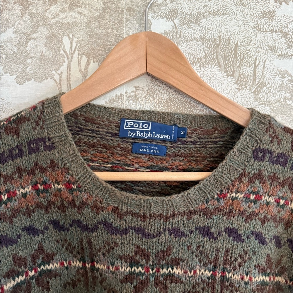 Vintage Ralph Lauren 100% Wool Hand knit Fair Isle Knit - Picture 2 of 9